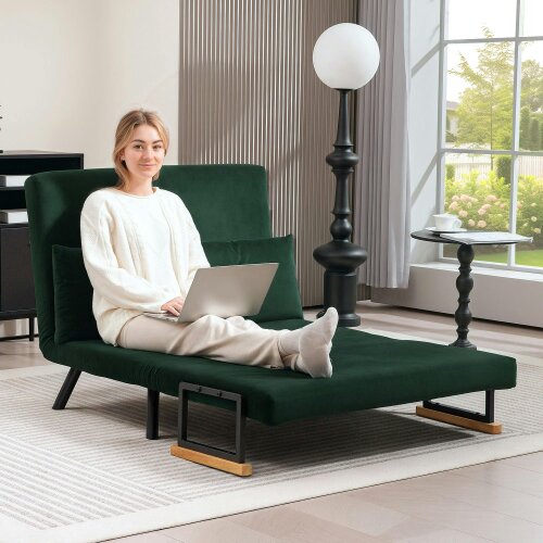 Wyld Haus Dorama Riri Green 4 In One Convertible Double Sofa Bed With Cushions