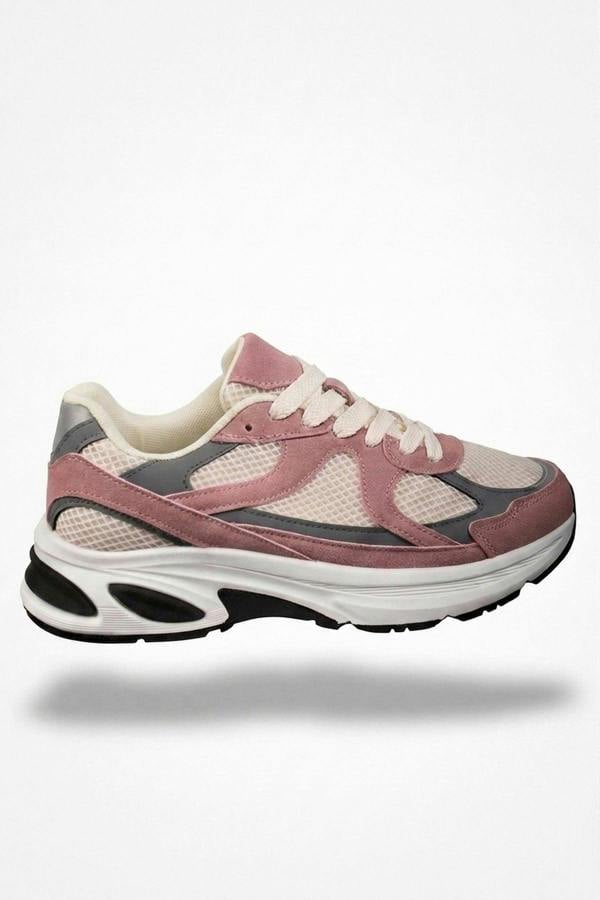 Maud Metallic Panel Mesh Trainers - Pink