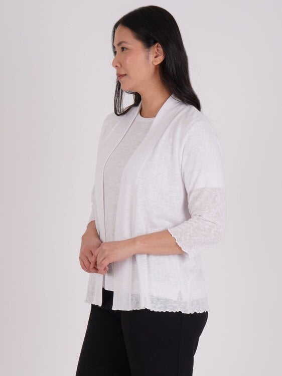 PennyPlain Cardi 3qs - White