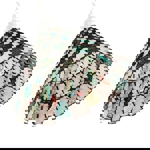 Emerald Green and Opal White Tiffany Pendant Shade with Ruby Red Beads Image 3