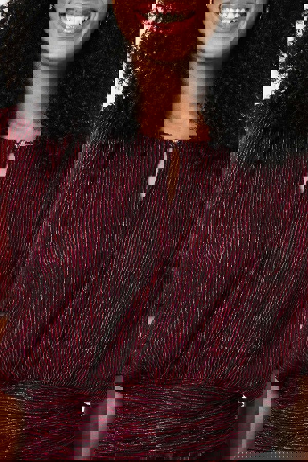 Pink | Glitter Mesh Ruched Semi Sheer Crop Top
