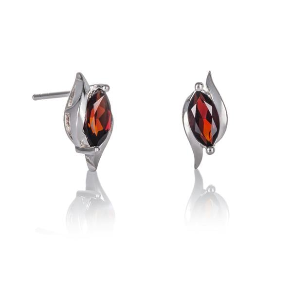 namana 925 Sterling Silver Garnet Marquise Stud Earrings
