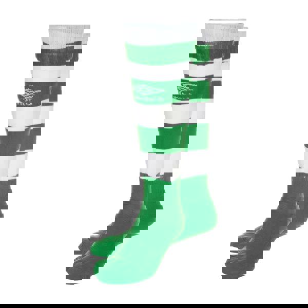 Umbro Mens Hooped Sock Leg - Emerald/White