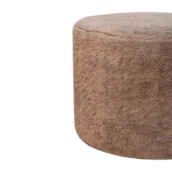 Artisan Furniture Mocha Faux Fur Round Footstool