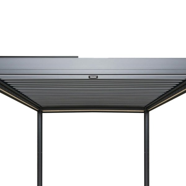 Monstershop Anthracite Aluminium Pergola With White Blinds & LED Lights - 3m x 4m