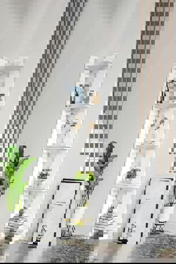 Living and Home 5 Tier Regin Wood Corner Bookcase