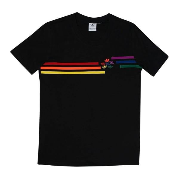 Adidas Womens/Ladies Pride Contrast Striped Crew Neck Regular T-Shirt - Black - 