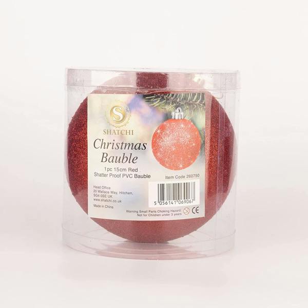 Shatchi 15cm Christmas Baubles Shatterproof Red Tree Decorations, 3 Pack for Festive Indoor and Outdoor Display