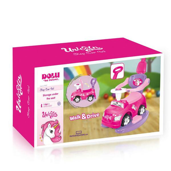 Dolu Unicorn Step Car 4-In-1 Kids Girls Ride On Toy - Pink