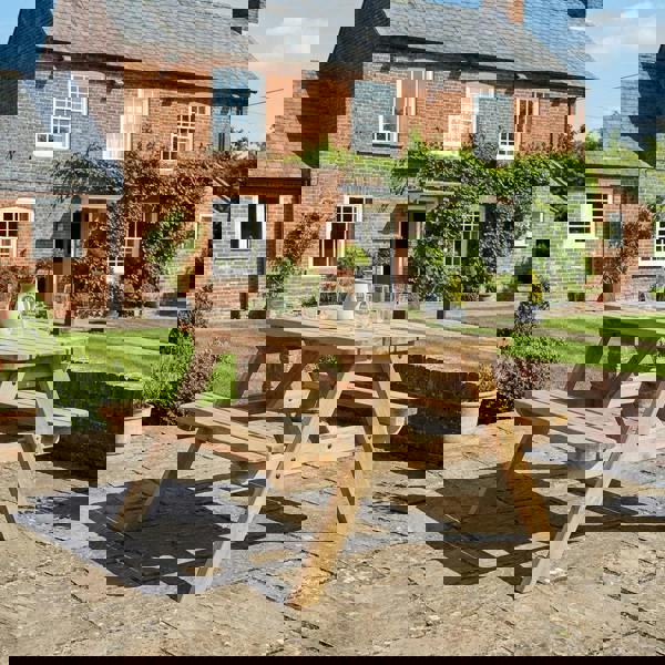 Arbor Garden Solutions Classic Rounded Pub Style Picnic Bench and Table - Rustic Finish