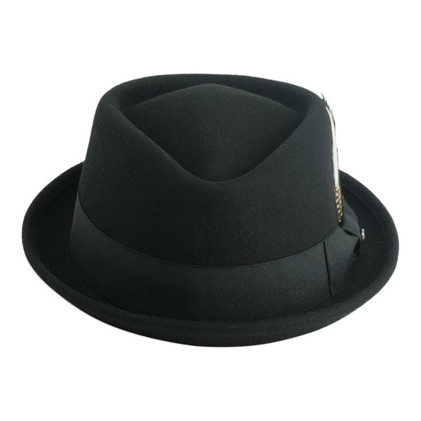 Gamble & Gunn 'New Orleans II' Black Wool Diamond Top Pork Pie Hat