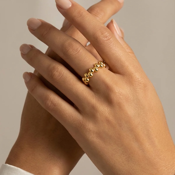 MUCHV Adjustable Beaded Ring in 18k Gold or Silver