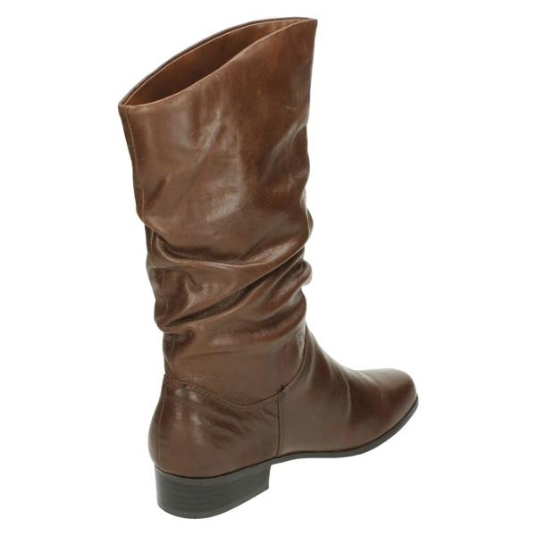 Spot On Ladies Leather Collection Pull Up Calf Length Boots