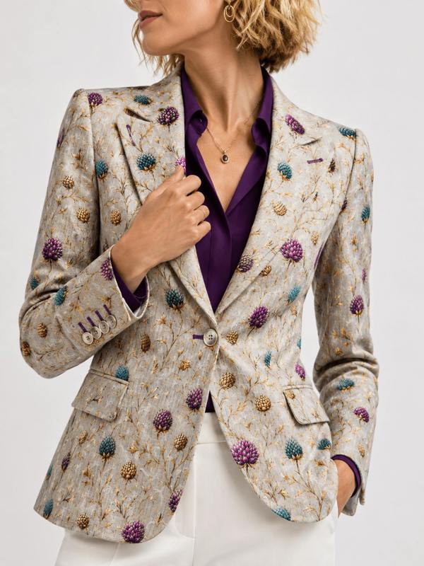 Highland Jewel Thistle Print Blazer - Claudio Lugli Shirts