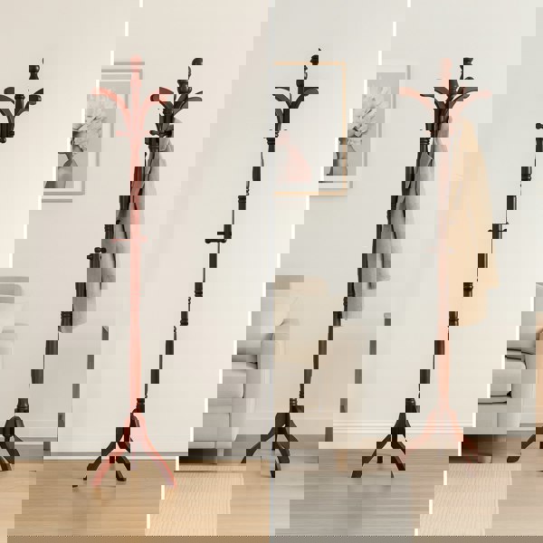 BMBO Wooden Coat Stand With 13 Hooks
