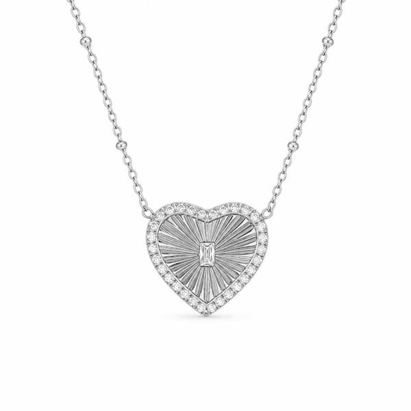 Say It With CZ Heart Necklace - Silver