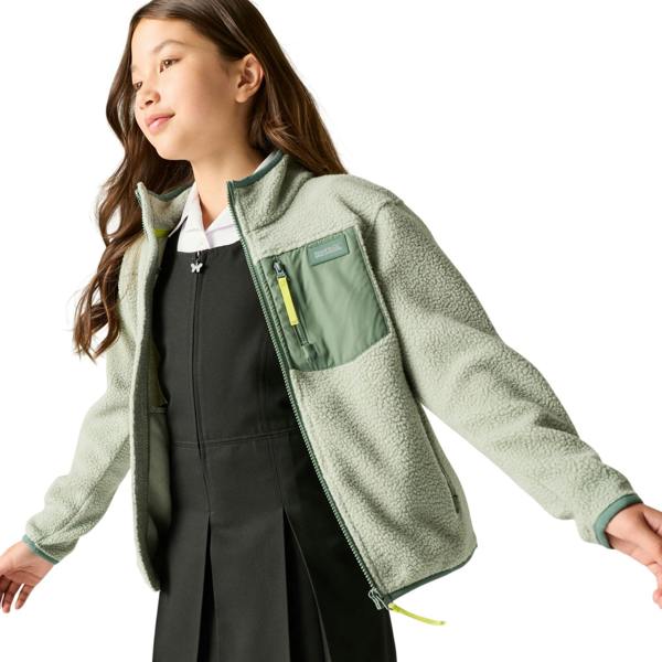 Regatta Childrens/Kids Frankie Colour Block Fleece Jacket - Glacier Green/Dark Forest Green - 