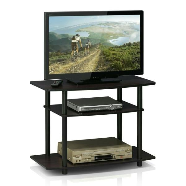 WALPLUS Modern Furniture Piece for Stylish and Functional Home Use | 13192DWN Turn N Tube No Tools 3 Tier TV Stands, Dark Walnut
