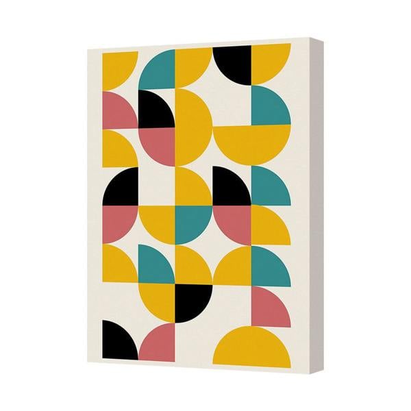 Benjamin Tate Design Abstract Geometric Canvas Wall Art With Colorful Semicircles