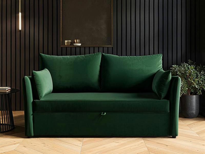 Skyler 2 Seater Sofa Bed Bottle Green Velvet