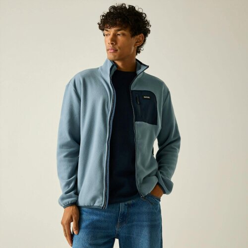Regatta Mens Frankie Full Zip Fleece Jacket - Grey Mirage/Navy