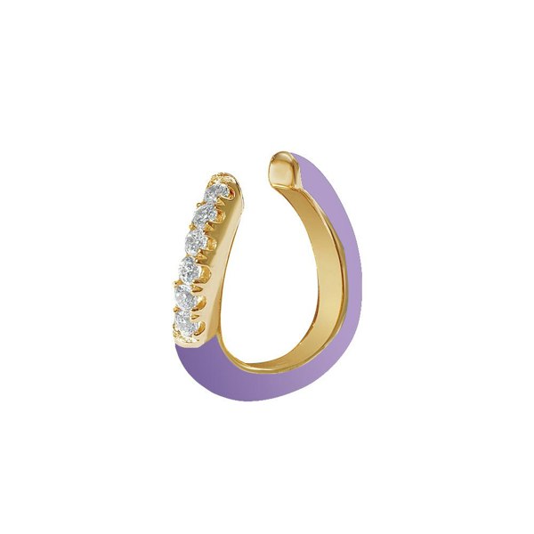 Gold Trip Enamel Wave Ear Cuff - Purple