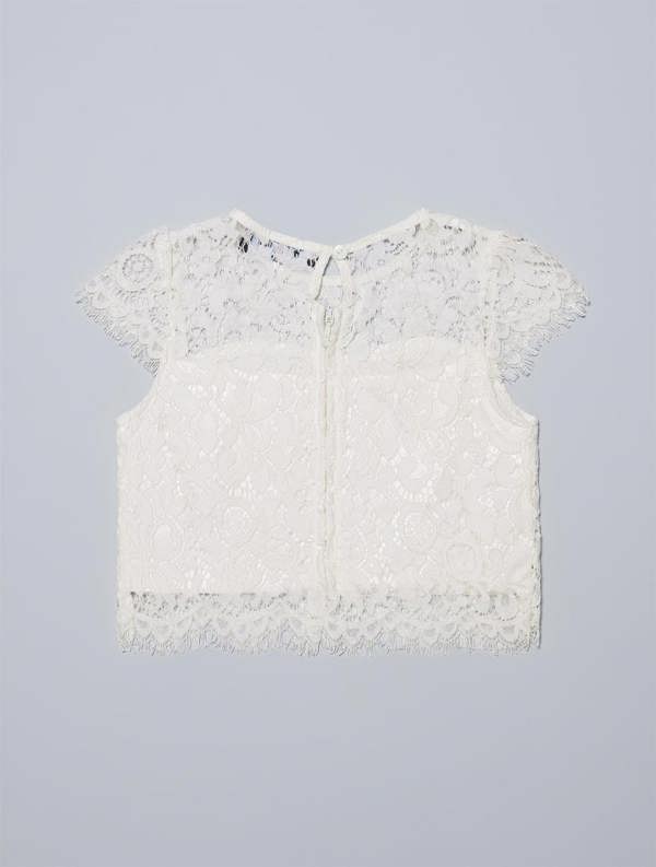 Girls white lace top - back