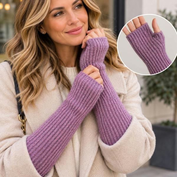 Love EMVY Ladies Long Fingerless Gloves & Mittens with Sparkle Detail