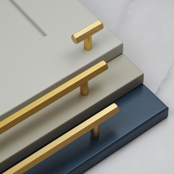 Handle & Home Brushed Brass Hexagon T-Bar Cabinet Handle & Knob