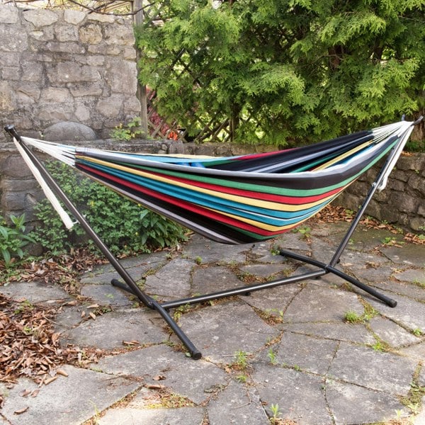 Vivere Double Cotton Hammock with Stand (280cm) - Rio Night