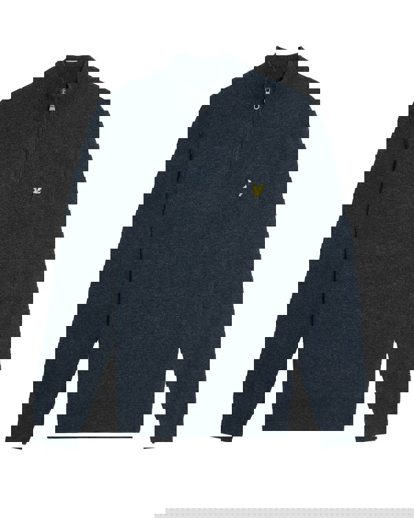 Lyle & Scott Lambswool Blend Quarter Zip Jumper - Z56 Dark Navy Marl