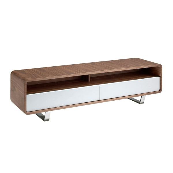 Angel Cerdá TV stand white wood, walnut and chromed steel 3046
