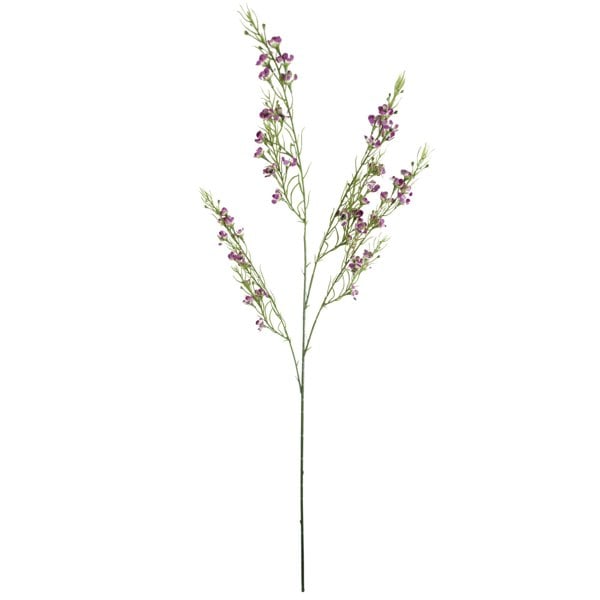 Leaf Pack of 6 x 100cm Artificial Foliage Stem with Small Flowers - Purple