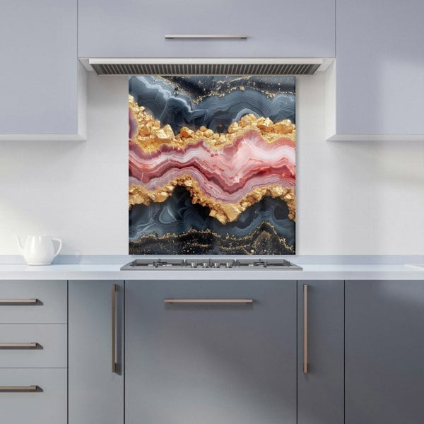 Warren Reed - Designer Black And Pink Marble Effect Kitchen Splashback