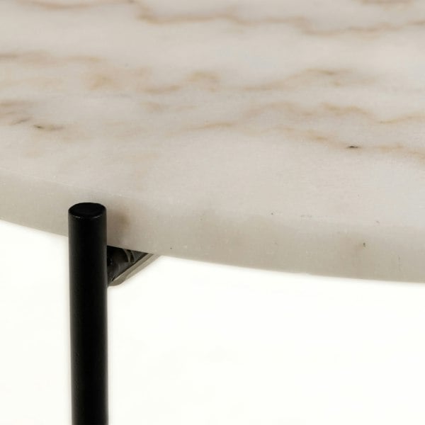 Furniture To Go Avila Side Table with White Marble Top 52x40cm