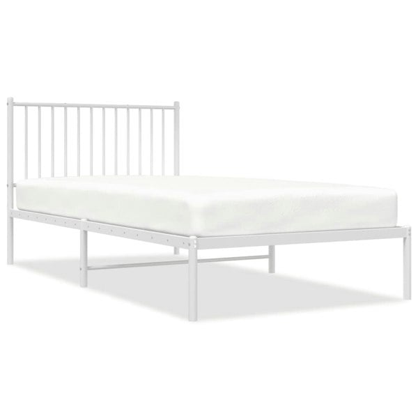 Berkfield Metal Bed Frame with Headboard White 100x200 cm
