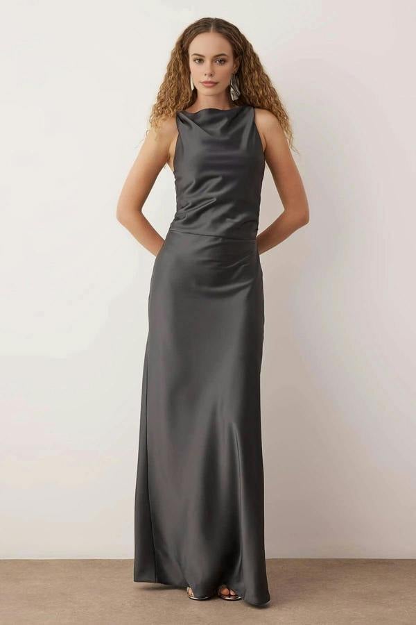 WOVCOR Satin Maxi Evening Dress