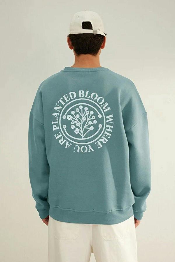 WOVCOR Floral Embroidered Cotton Men's Sweatshirt with Fleece Lining