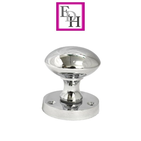 EDH Door Hardware Polished Chrome Round Door Knob Set Including Tubular Latch - Victorian Style