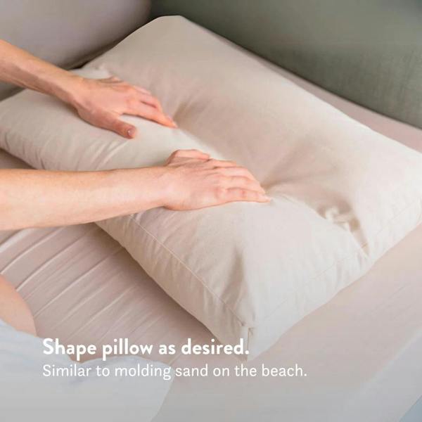 Putnams Organic Buckwheat Hull Pillow - Adjustable Natural Support - 100% Cotton Cover