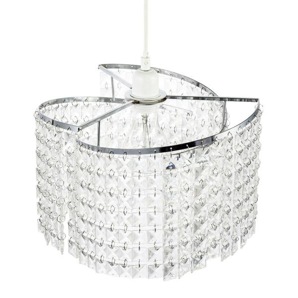 Modern Chrome Chandelier Pendant Shade with Cascading Acrylic Panels Image 3