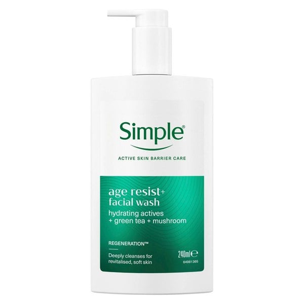 Simple Age Resist+ Facial Cleanser Anti-Ageing Hydrating Face Wash, 240ml