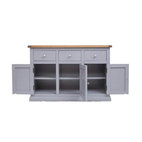 Cabinet Bits Rocca Grey 3 Drawer 3 Door Sideboard Chrome Knob