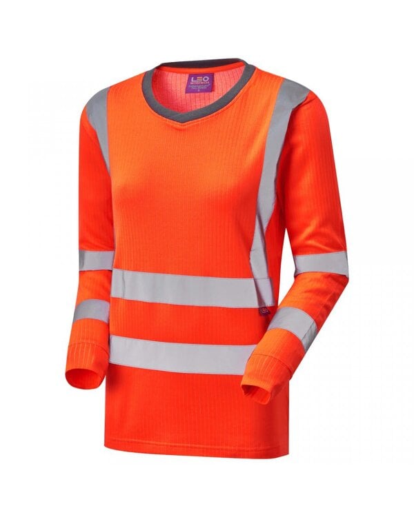 Leo Workwear Lydford Ladies Comfort Long Sleeve T-Shirt - Orange