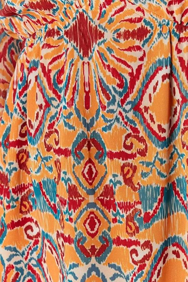 WOVCOR Ethnic Patterned A-Line Chiffon Lined Mini Woven Dress