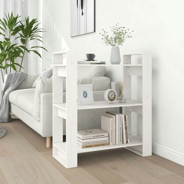 Berkfield Book Cabinet/Room Divider White 80x35x91 cm Solid Wood Pine