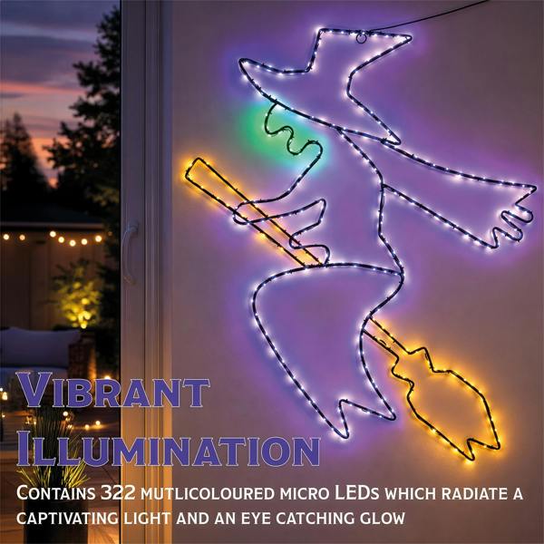 Fxlab Multicolour Micro LED Metal Silhouette Witch Outdoor with Timer