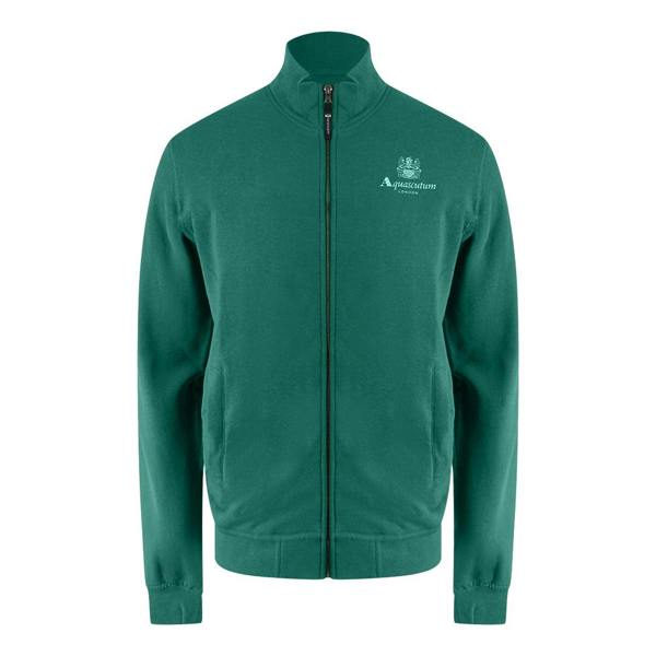 Aquascutum Active Small Logo Full Zip Mock Neck Hunter Green Fleece