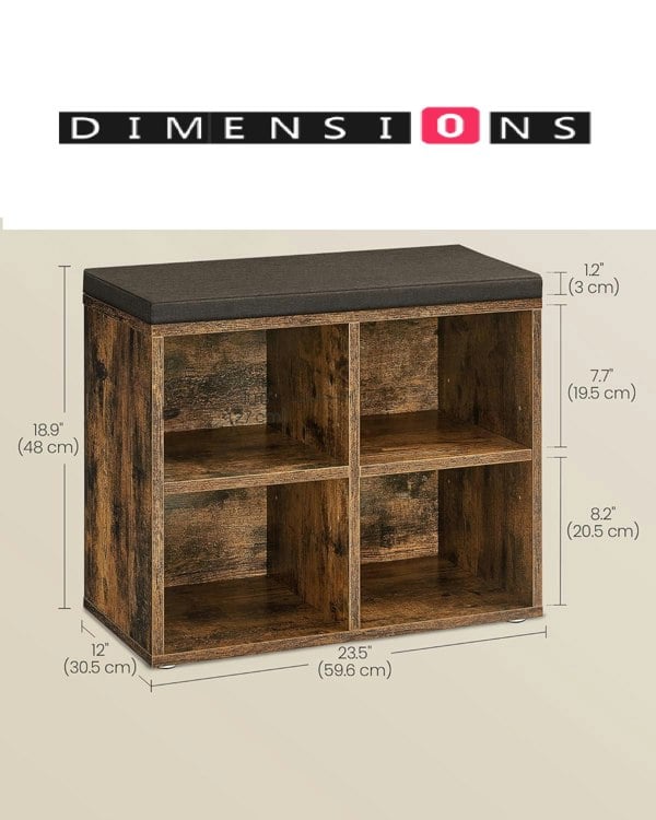 Modcraft Entryway Shoe Storage Bench with Cushion
