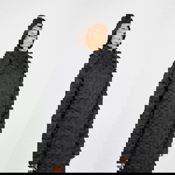 Brave Soul Black Heat Seal Quilted Longline Padded Jacket - Black Image 4